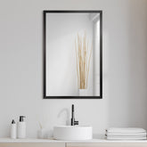 Contempo Brushed Black Stainless Steel Rectangular Wall Mirror
